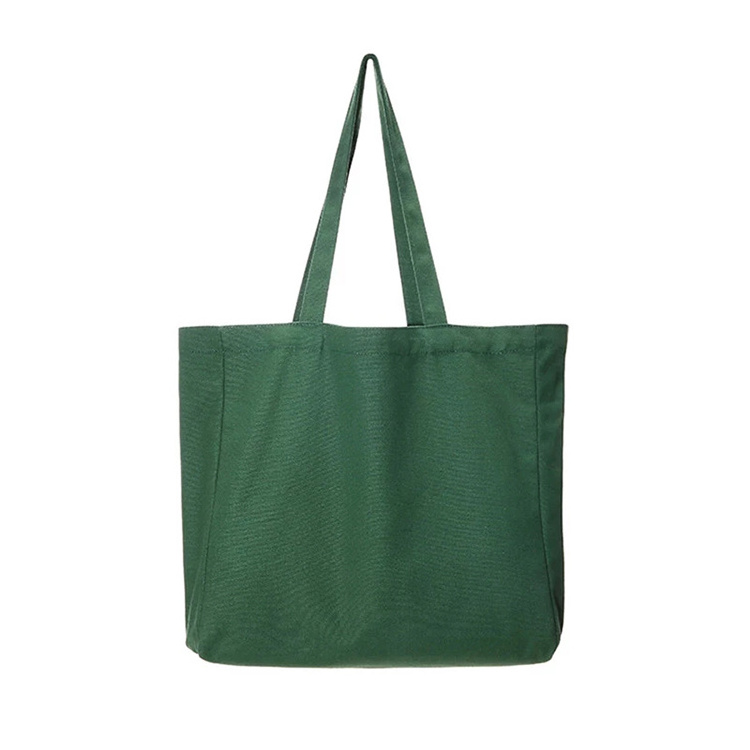 Foldable reusable plain cotton canvas beach shopping tote bag