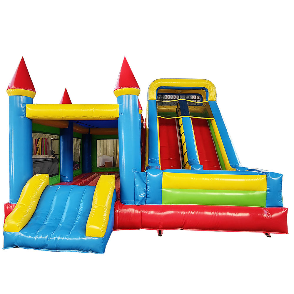 Most Popular Wholesale combo inflatable jump house red blue bounce combo inflatable ball pit with slide