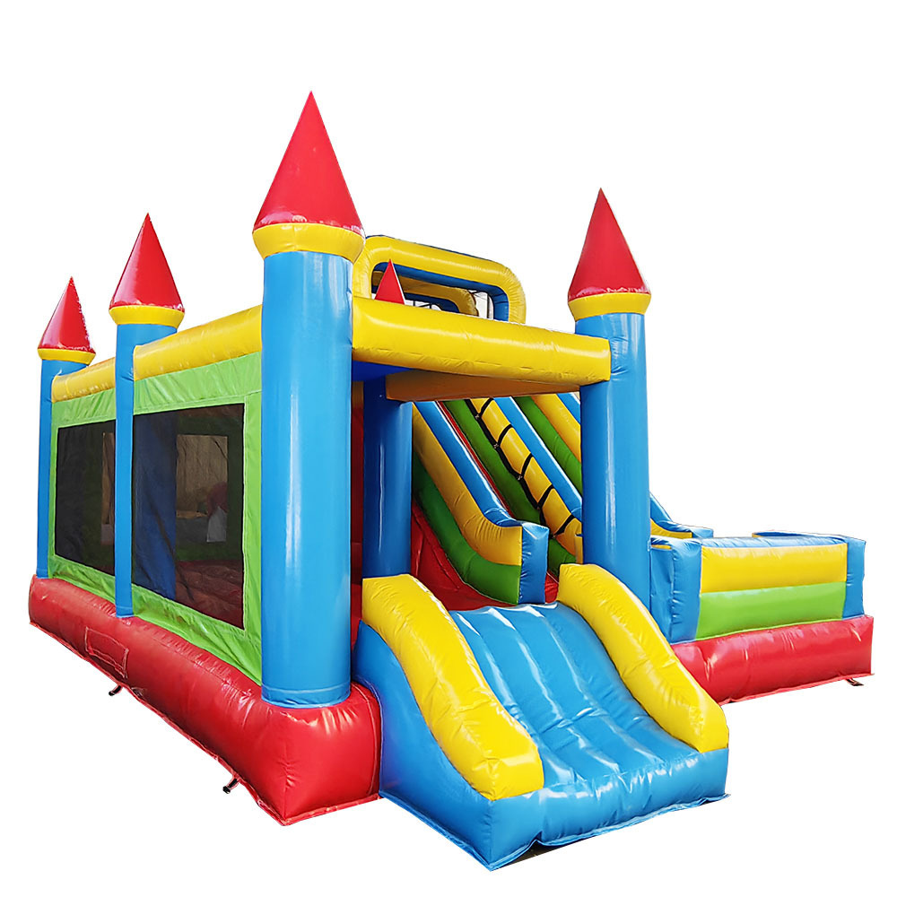 Most Popular Wholesale combo inflatable jump house red blue bounce combo inflatable ball pit with slide