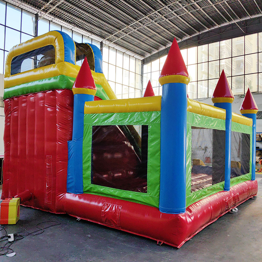 Most Popular Wholesale combo inflatable jump house red blue bounce combo inflatable ball pit with slide