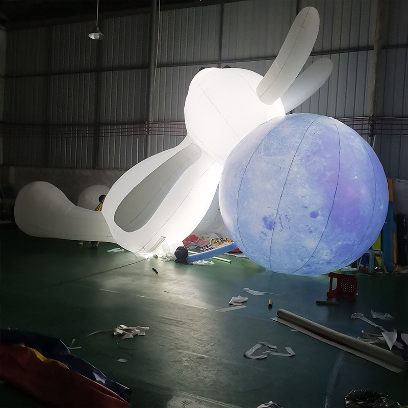 Factory Customized giant inflatable moon ball Inflatable Moon Ball with Rabbit with LED Light for Event Decoration