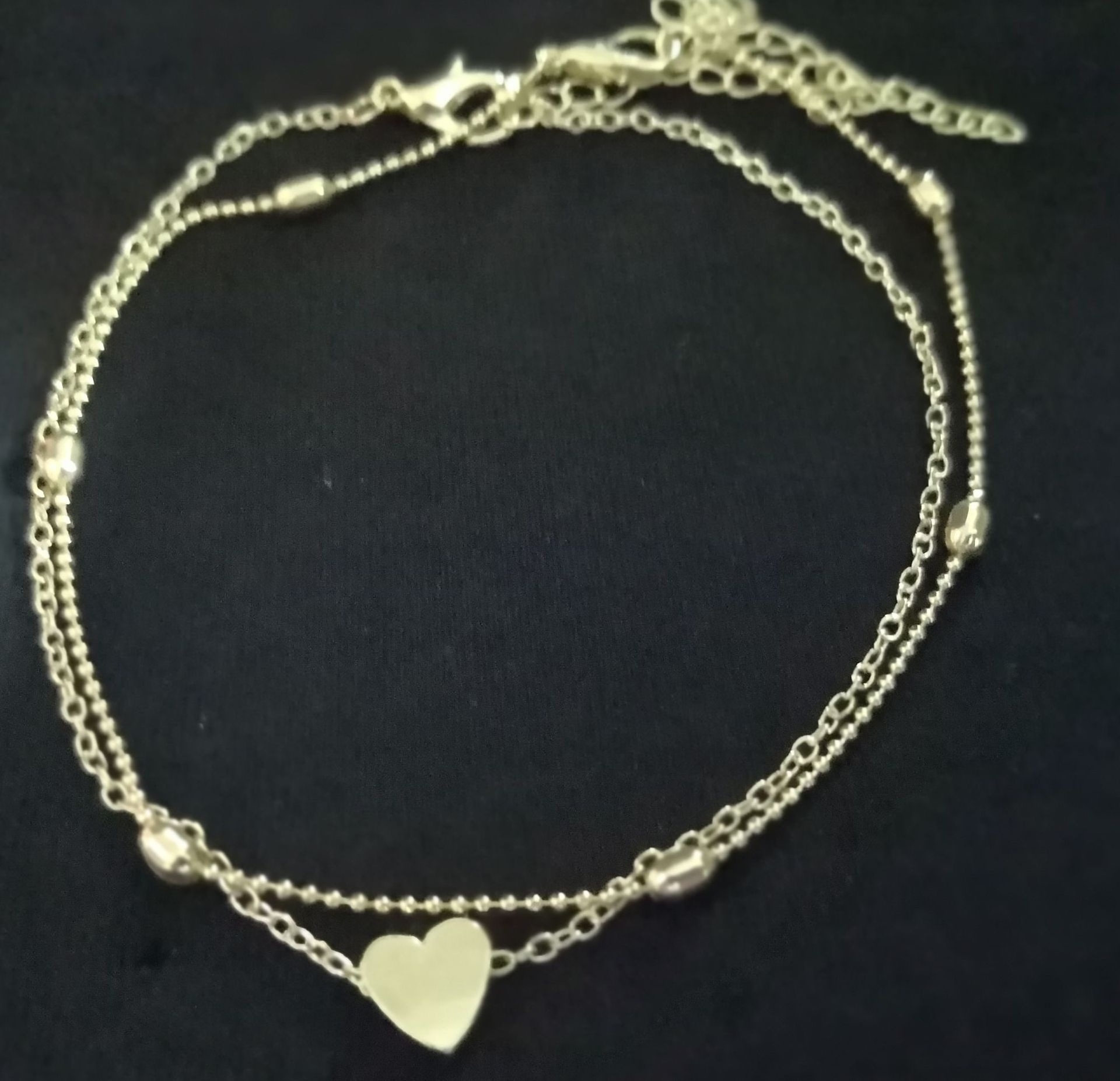 Beach new round bead chain and heart pendant anklet