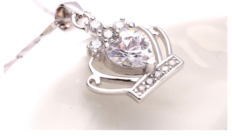 Fashion Queen Princess Crown Pendant 925 Silver Necklace