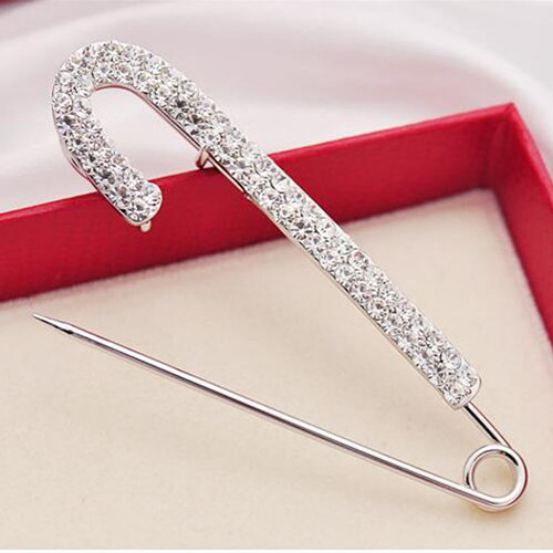 fashion rhinestone J-shaped pin sash scarf accessories women's clothing decorative brooch