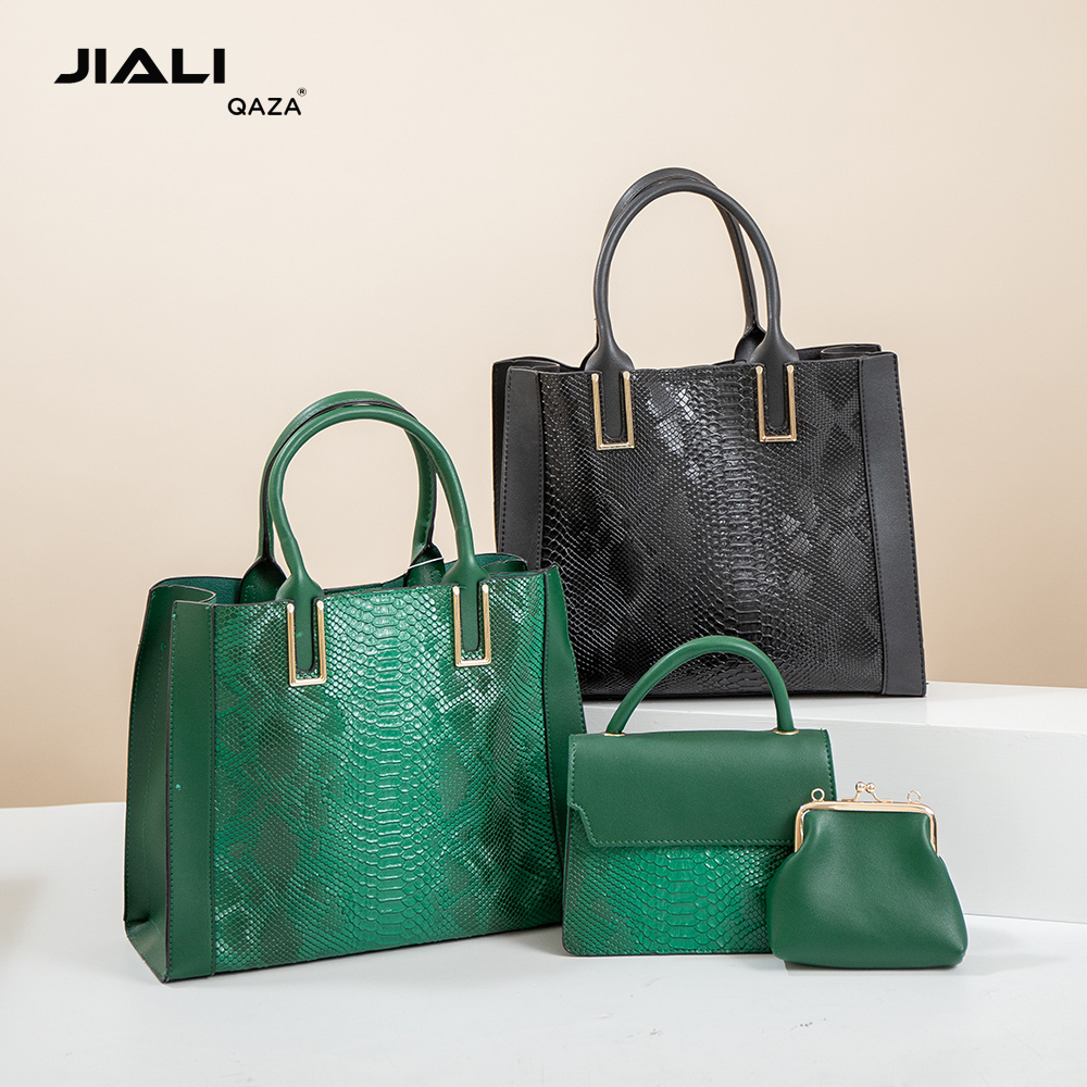 Jiali QAZA Big Snake Pattern Purses and Handbags set Sac a main Luxury Hand bags 3 Pieces Lady Handbag