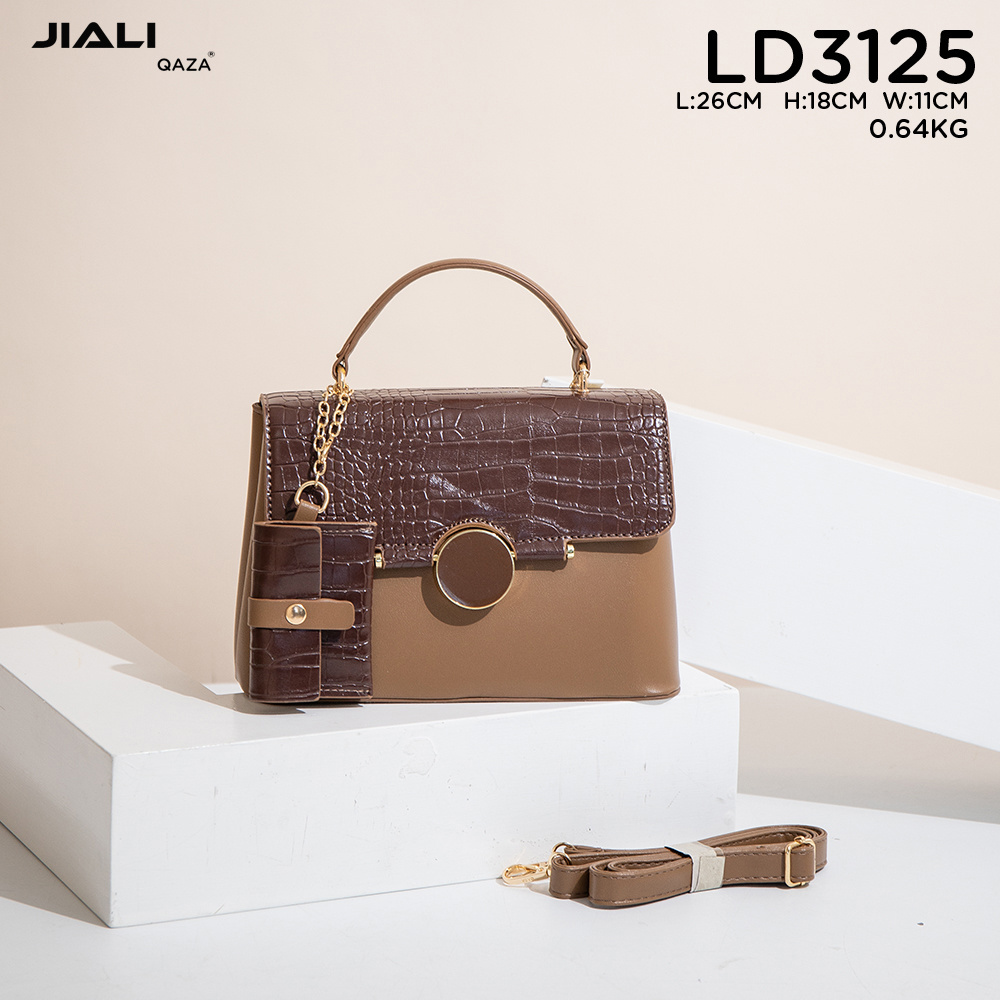 QAZA wholesale crocodile pattern luxury handbags for women 2024 designer new fashion PU leather low price 2 in 1 ladies bags