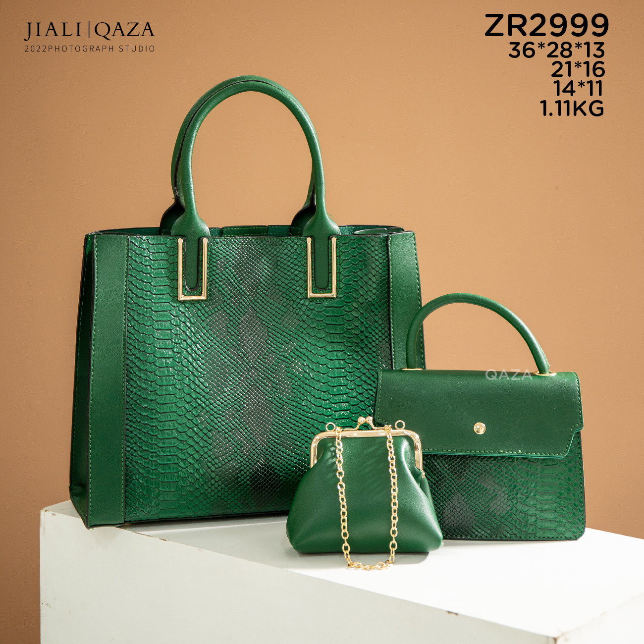 Jiali QAZA Big Snake Pattern Purses and Handbags set Sac a main Luxury Hand bags 3 Pieces Lady Handbag