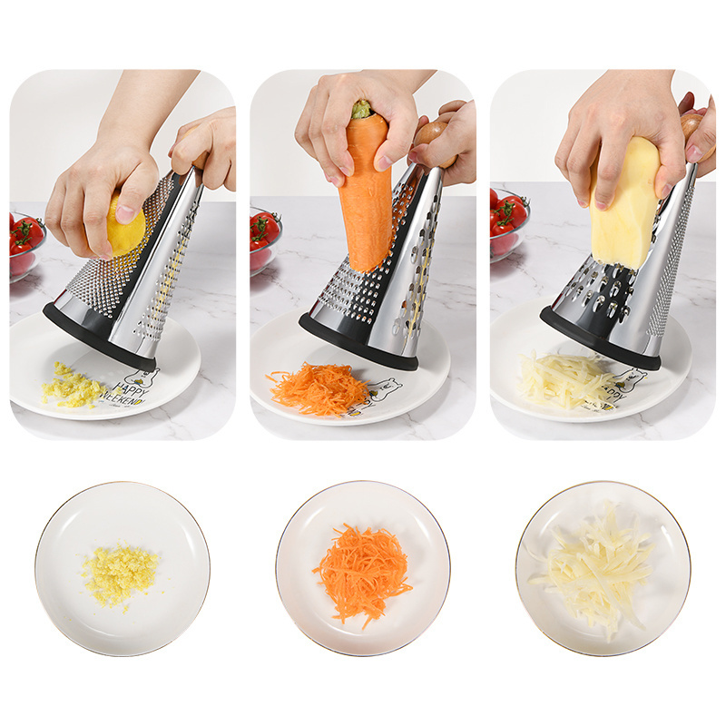 Eco-Friendly conical stainless steel manual grater potato carrot cheese lemon grater