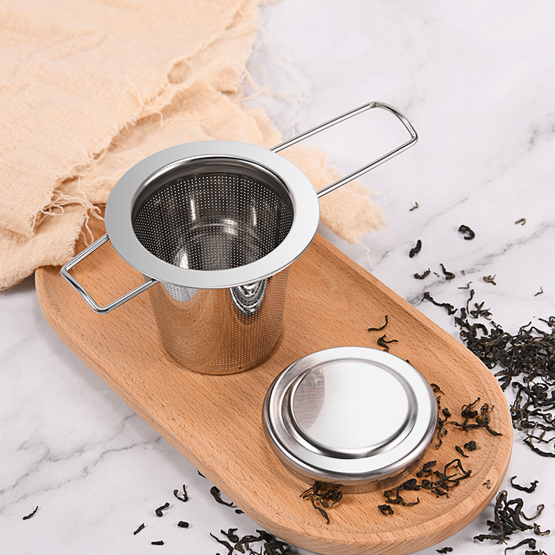 Folding handle tea stainer kitchen tools stainless steel loose leaf tea infuser fine mesh 304 tea filter