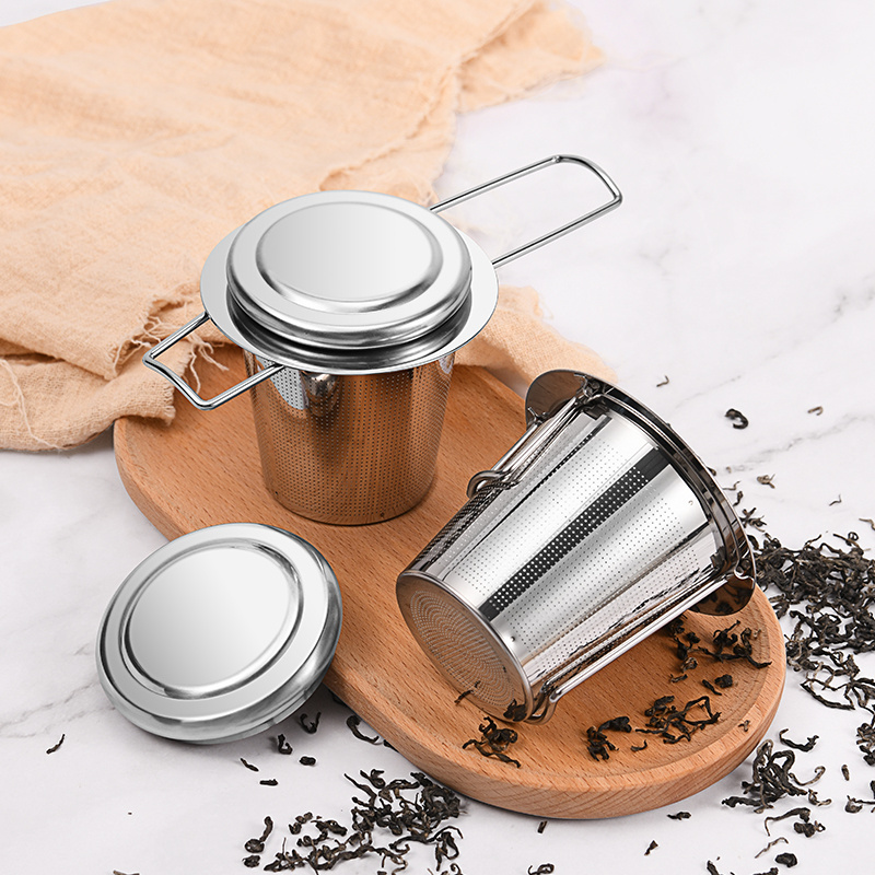 Folding handle tea stainer kitchen tools stainless steel loose leaf tea infuser fine mesh 304 tea filter