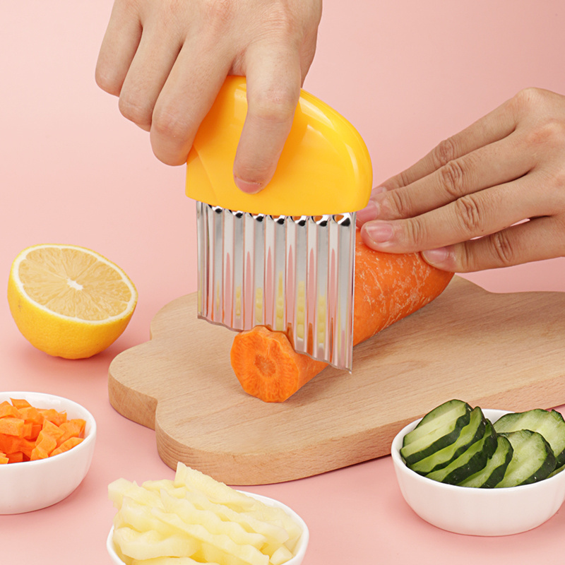 Handheld Potato corrugated Slicer Cutter French Fry Cutter Crinkle Cutter With Wave Shape Knife vegetable chopper