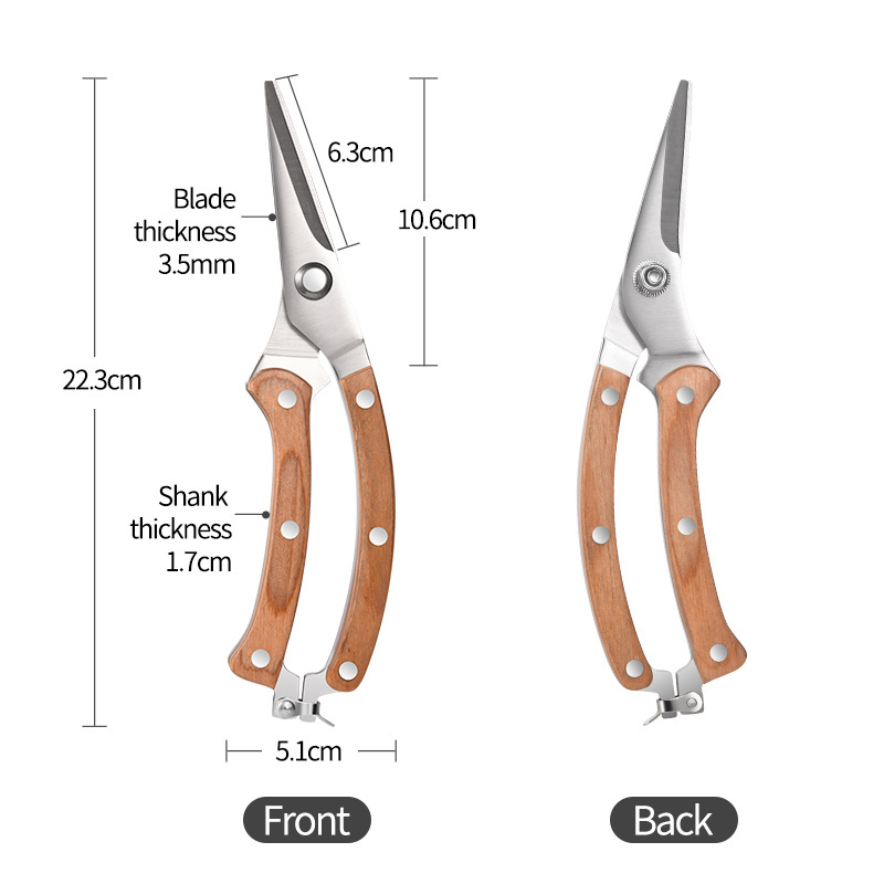 Garden shear planting tool stainless steel blade wooden handle bypass pruner gerden pruning shear