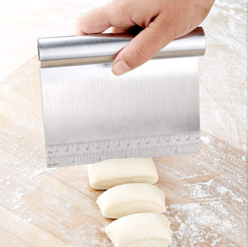 Stainless Steel Cake Dough Scraper Cutter Bench Scraper with Measuring