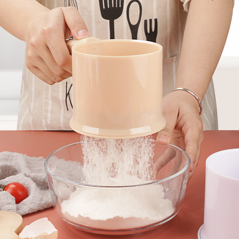 Kitchen Baking Tools plastic small manual Flour Sifter Mesh Flour Sieve Cup