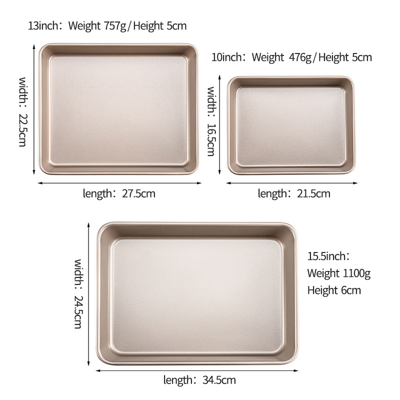 Heavy-duty carbon steel baking cookie bread dish 10/13/15.5 inch Cake tin thickened non-stick rectangular deep baking pan