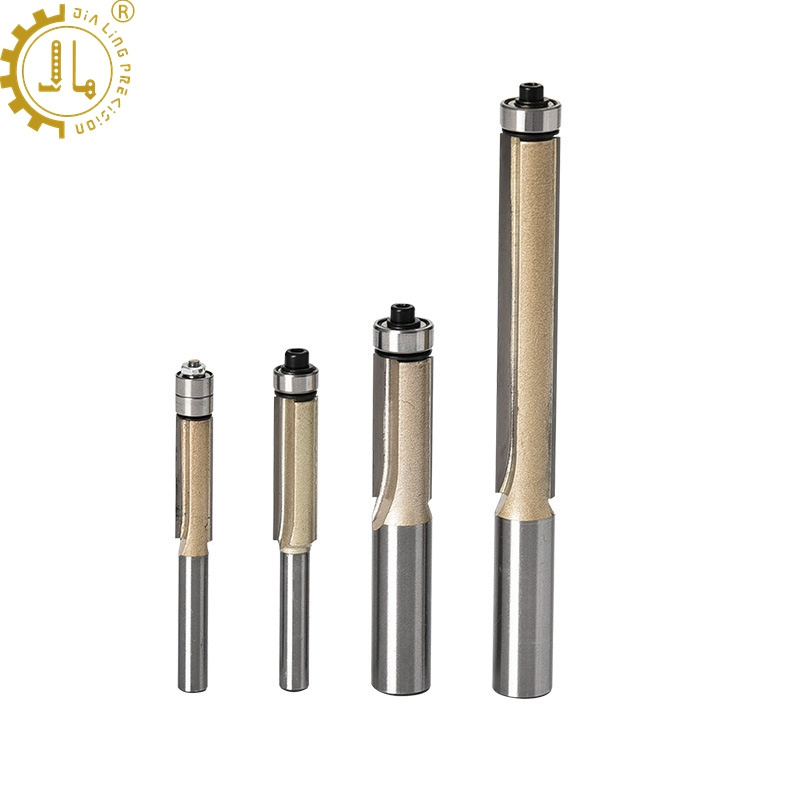 Trimmer Straight Bit 2 Flutes Straight Router Bit Woodworking Cutting Flush Trim Router Bits With 2 Bearing For Wood