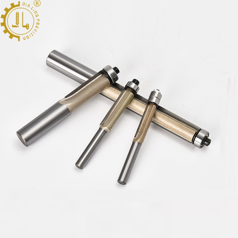 Trimmer Straight Bit 2 Flutes Straight Router Bit Woodworking Cutting Flush Trim Router Bits With 2 Bearing For Wood