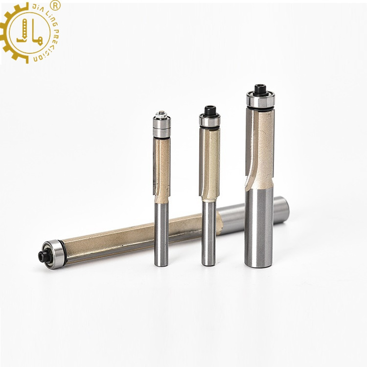 Trimmer Straight Bit 2 Flutes Straight Router Bit Woodworking Cutting Flush Trim Router Bits With 2 Bearing For Wood