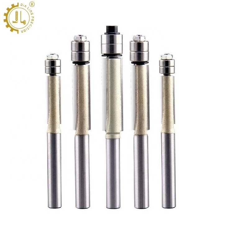 Trimmer Straight Bit 2 Flutes Straight Router Bit Woodworking Cutting Flush Trim Router Bits With 2 Bearing For Wood