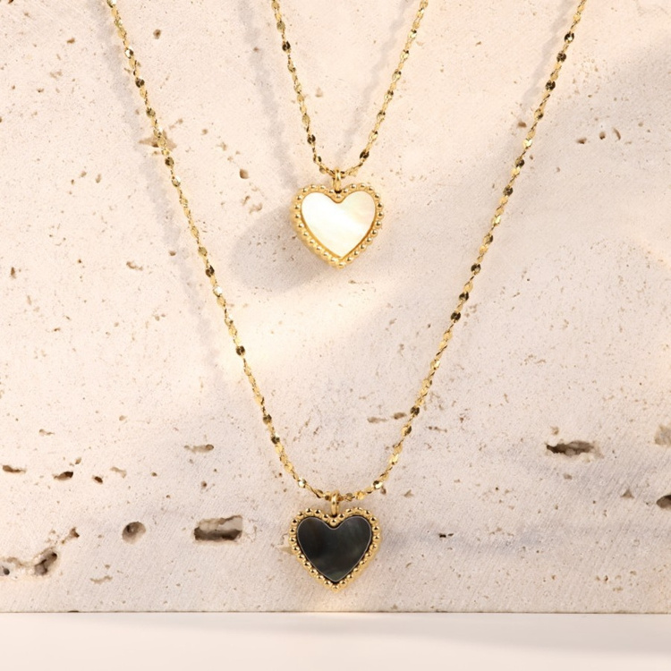 2024 Tarnish Free fine Fashion jewelry Jewellery 14k pvd Gold  Shell Pendant stainless steel Heart Love Shape Necklace for lady