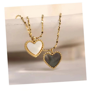 2024 Tarnish Free fine Fashion jewelry Jewellery 14k pvd Gold  Shell Pendant stainless steel Heart Love Shape Necklace for lady