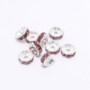 Spacer Beads 8mm Silver Plated Czech Crystal Rhinestone for Jewelry Making Loose Beads for Bracelets DIY