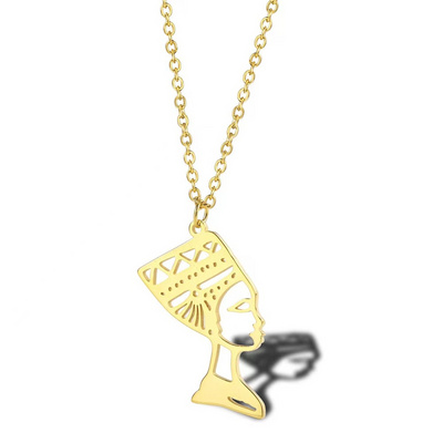 fashion Stainless steel jewelry 18k gold plated queen african nefertiti charm queen necklace Egyptian pendant Necklace