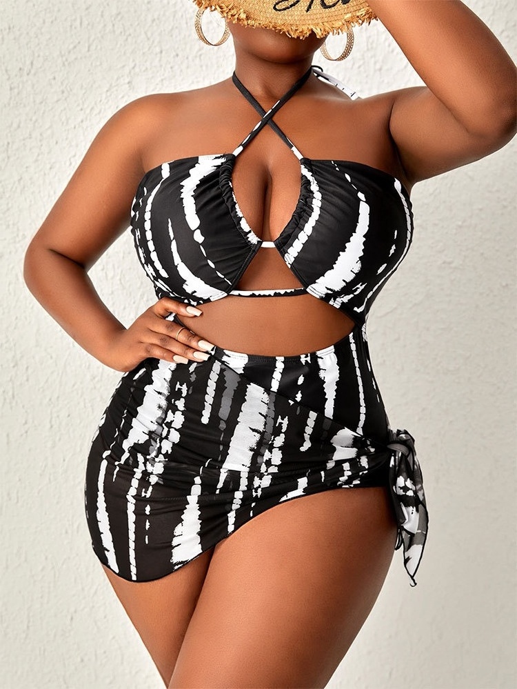 Wholesale 5xl Swimwear African Print Bikini Cover Up Bathing Suits Plus Size 3 Piece Swimsuits For Women 2023