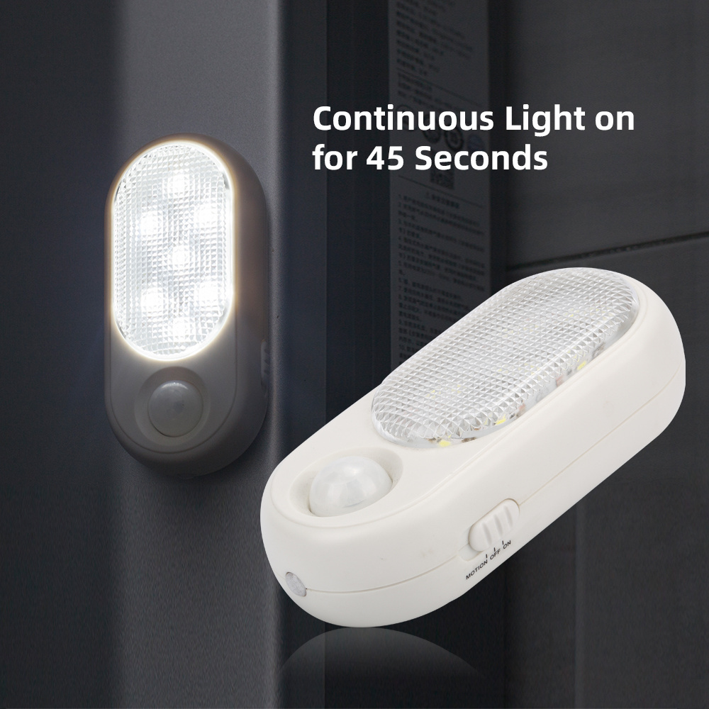 Factory Direct Sale Night Light AA Battery 6000K White Light PIR Motion Sensor LED Night Light