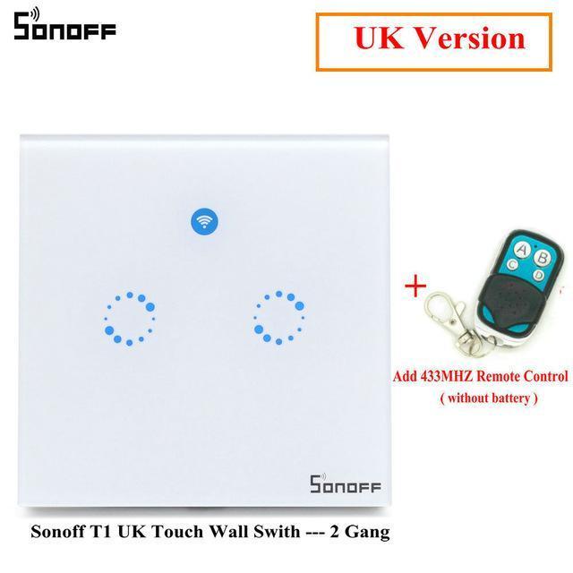 SONOFF T1 2 Gang Smart WiFi Wireless Touch Control Wall Shutter Light Switch With UK/EU/US Plug