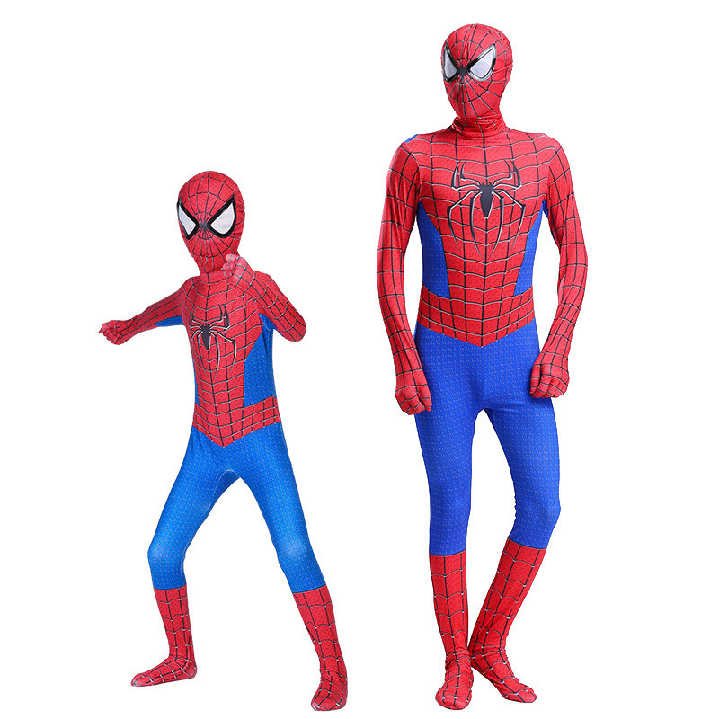 Spider Man Jumpsuit tight Bodysuit Iron Father Son Birthday Party Halloween Boy Black Spiderman Cosplay Costume for Kids