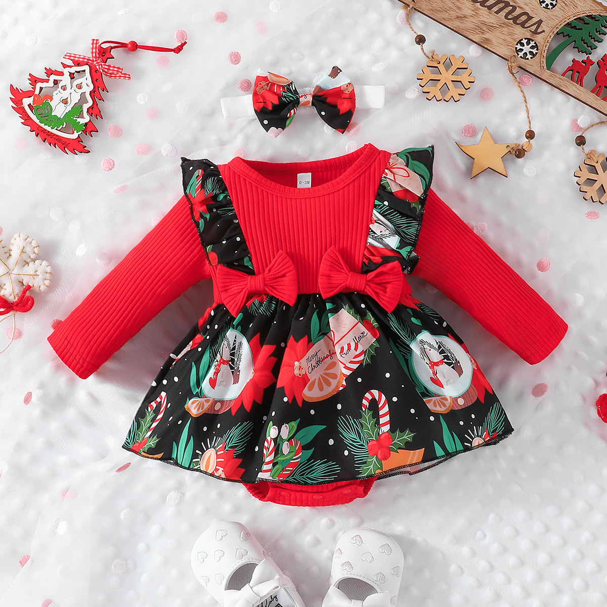 Toddler Newborn New Year Winter Red Pink Long Sleeve infant Baby Girl Jumpsuit Christmas dress Skirt Tutu onesie Rompers