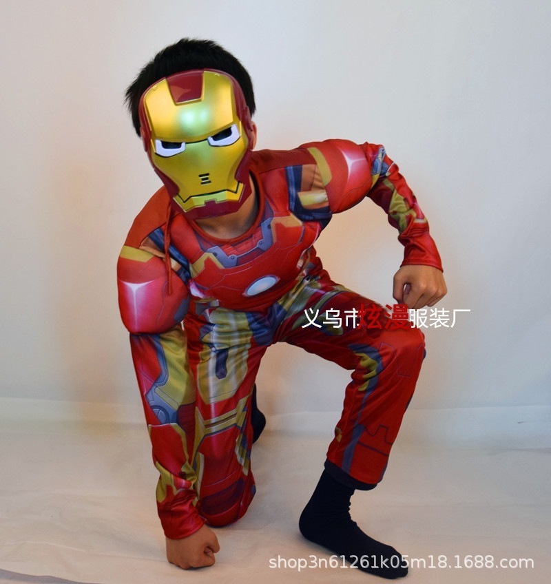 Bodysuit Tight Birthday Party Role play Jumpsuit Movie TV Halloween Boys Marvel Heroes Cosplay Iron Man Costume for Kids