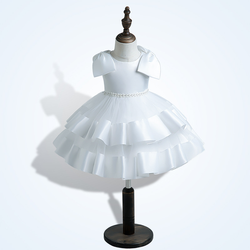 High quality Infant baby Girls Red White Wedding Princess Dresses for Kids wedding Party