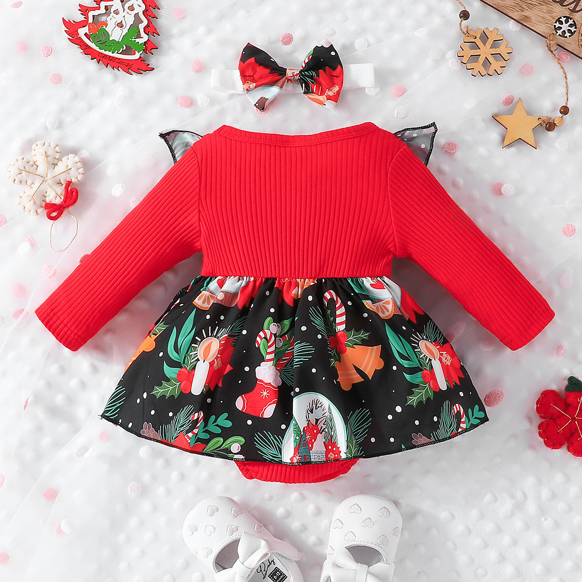 Toddler Newborn New Year Winter Red Pink Long Sleeve infant Baby Girl Jumpsuit Christmas dress Skirt Tutu onesie Rompers