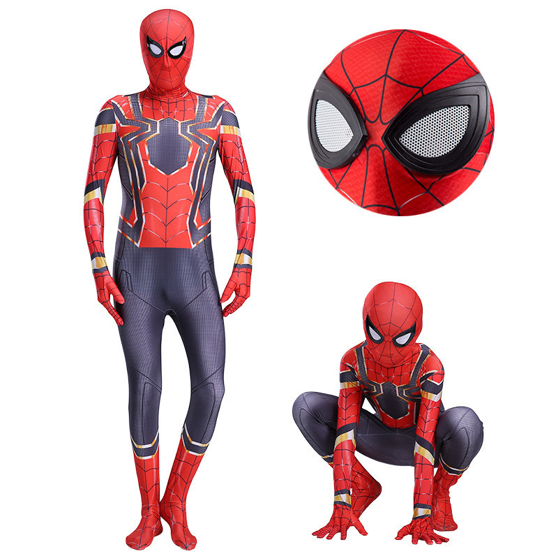 Spider Man Jumpsuit tight Bodysuit Iron Father Son Birthday Party Halloween Boy Black Spiderman Cosplay Costume for Kids