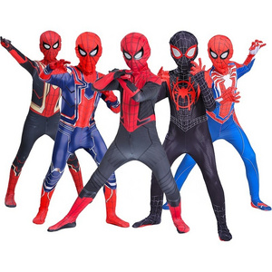 Fancy Cosplay Role Play Jumpsuit One Piece movie hero Adult Man Birthday Party Father Son Boys Iron Spider man Costumes for Kids