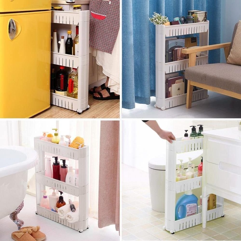 High Quality Slim Storage 4-tier Pull Out Pantry Shelves Cart For Kitchen Bathroom