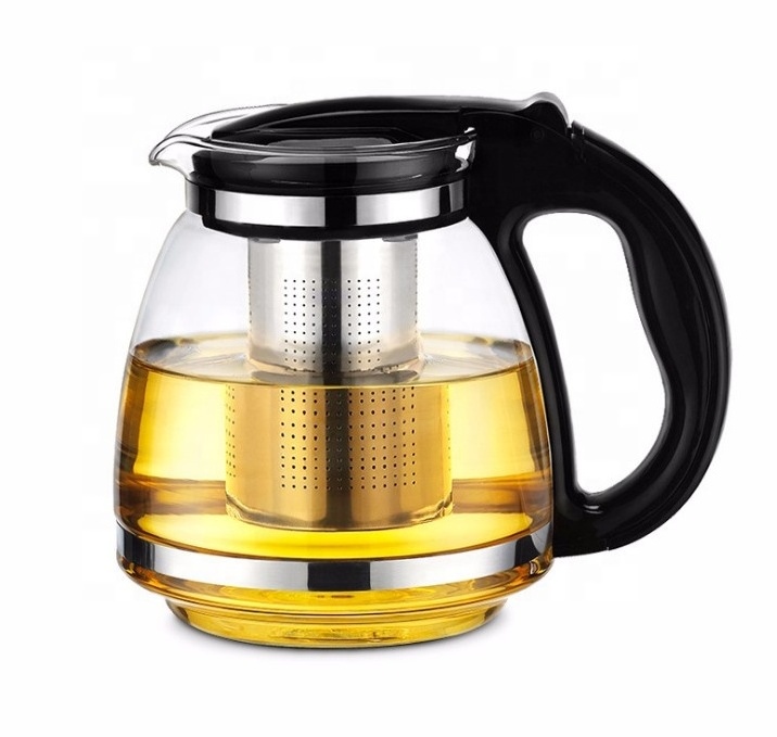 Hot Selling  Big Size Fashion Multiple Glass Teapot Coffee Pot Glass Kettle Home Goods Teapot Glass with Infuser JMHA089B