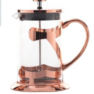 Glass turkish coffee maker french press coffee pot with gold plated cover