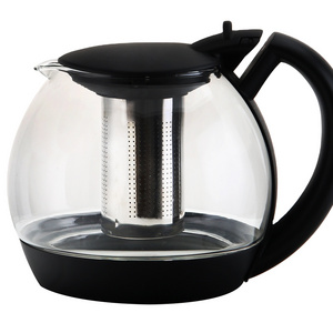 Big capacity stainless steel filter heat-resistant glass teapots coffee pot