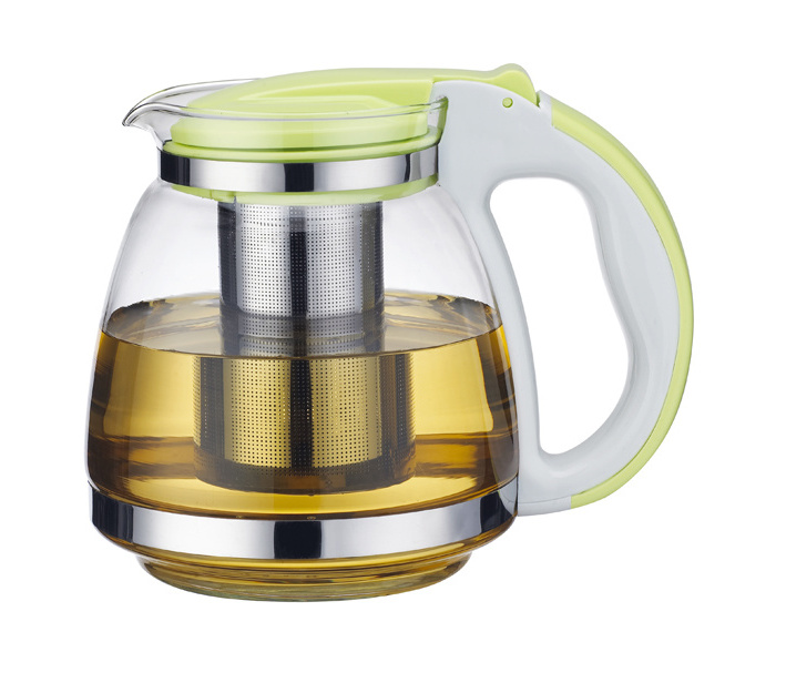 Big capacity 1500ml & 2000ml 5 color  heat resisting clear glass coffee & tea pot with infuser