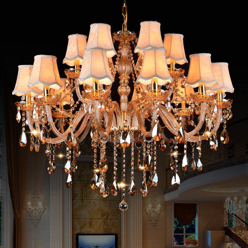 Modern crystal chandelier luxury home living room chandeliers lighting champagne transparent luster hotel pendant lamp