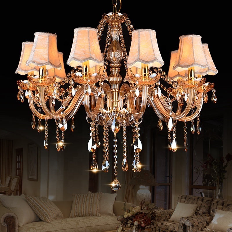 Modern crystal chandelier luxury home living room chandeliers lighting champagne transparent luster hotel pendant lamp