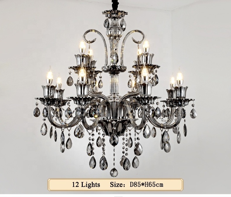 Factories gray luxury chandelier living room bedroom decorative hanging lamps pendant light crystal chandelier light