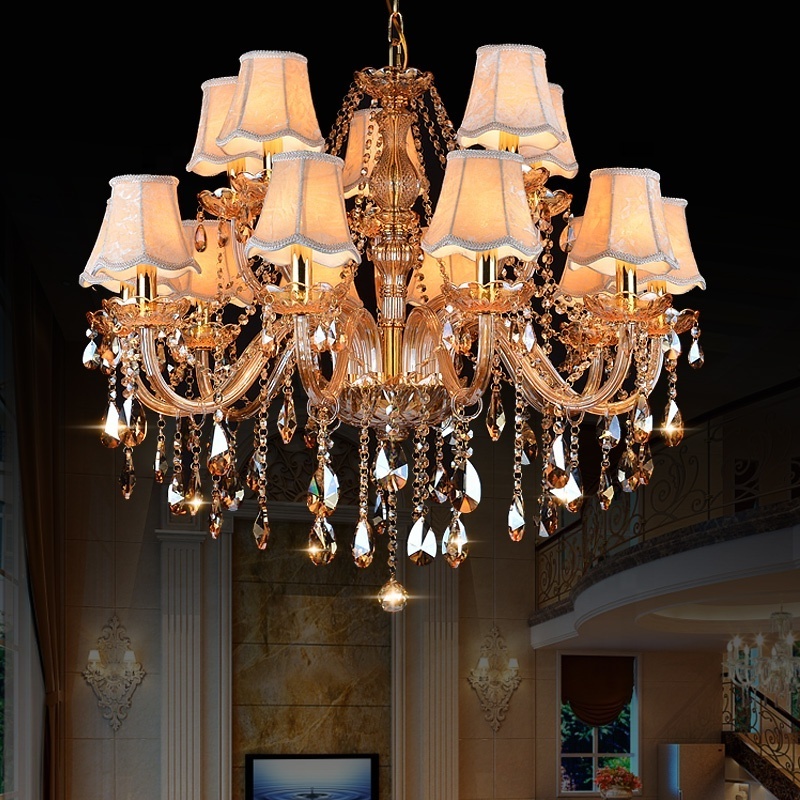 Modern crystal chandelier luxury home living room chandeliers lighting champagne transparent luster hotel pendant lamp