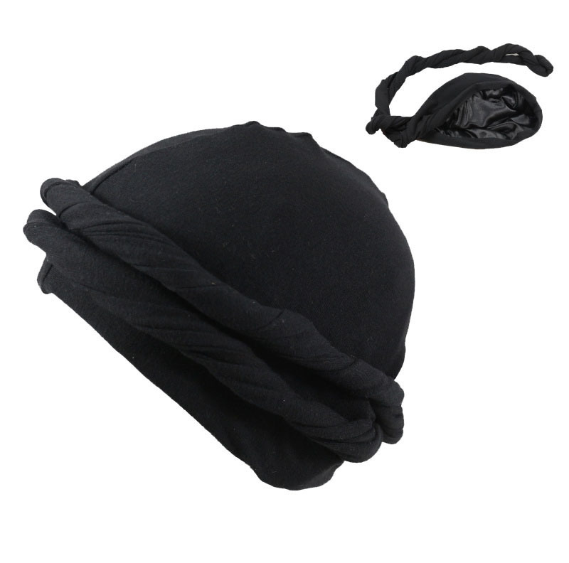 Logo Custom Dome Wave Cap Men Male Solid Adult Ethnic Durag Turban Hat for Men