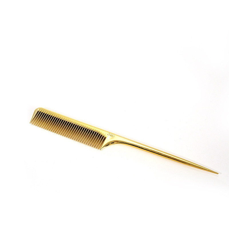 Customizable Logo Gold Tail Comb Plastic Rat Tail Comb For Hairdressing Salon Tools Gold Styling Comb