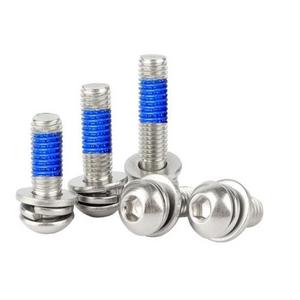 Silver-plated stainless steel blue rubber powder rubber anti-loose and anti-falling screws Pan head screws 4*10 combination