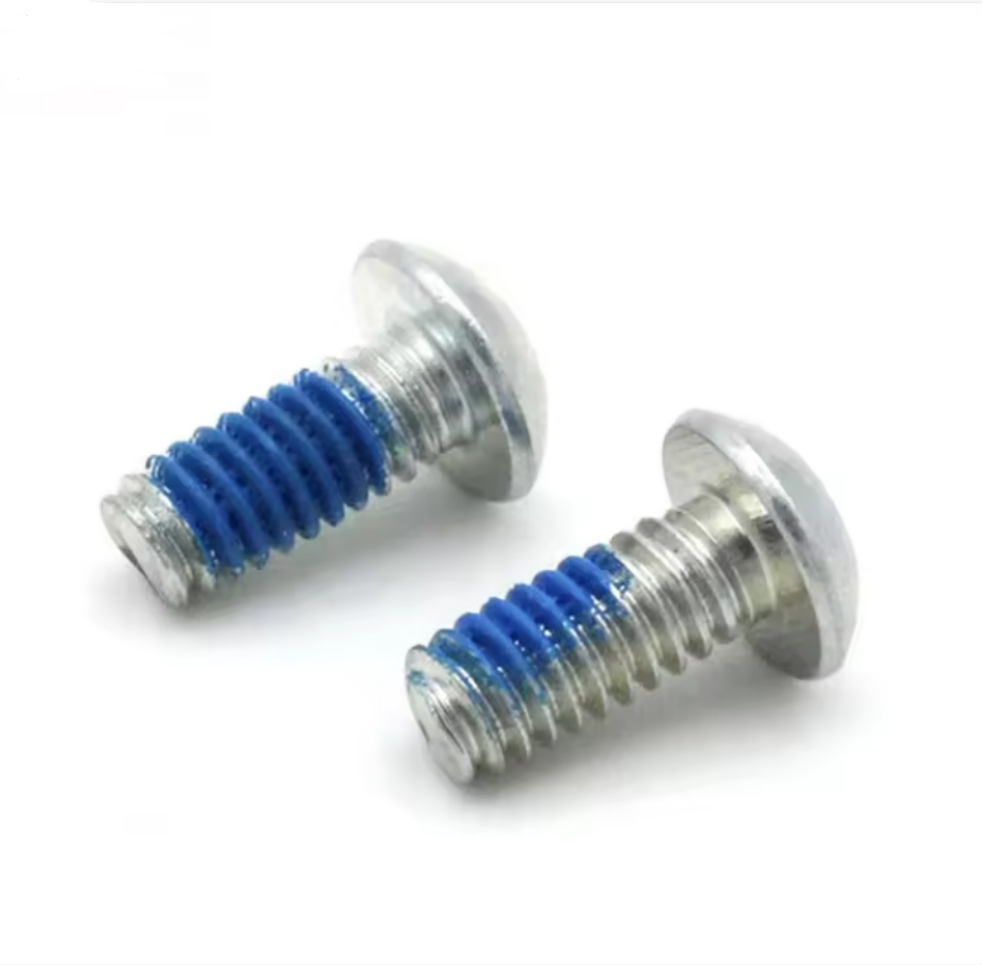 Silver-plated stainless steel blue rubber powder rubber anti-loose and anti-falling screws Pan head screws 4*10 combination